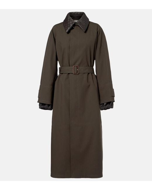 Bottega Veneta Brown Intrecciato Cotton-Blend Trench Coat