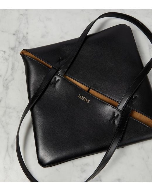 Loewe Black Puzzle Fold Medium Leather Tote Bag
