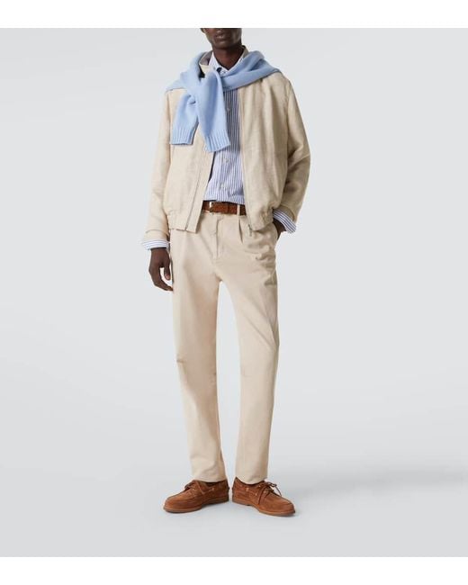 Kiton Blue Striped Cotton Shirt for men