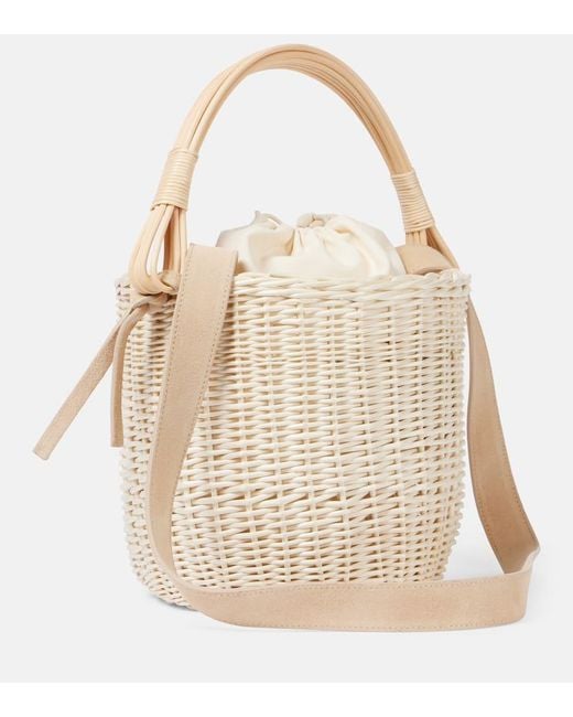 Ruslan Baginskiy Natural Iza Rattan-Trimmed Wicker Basket Bag