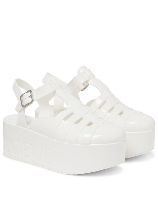 Loewe Caged Platform Sandals in White | Lyst