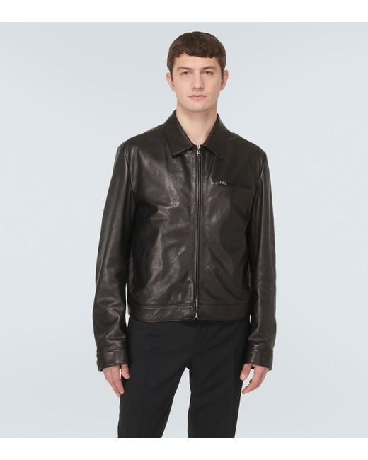Dolce & Gabbana Black Leather Jacket for men