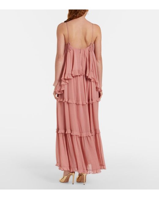 Zimmermann Pink Luna Ruffled Tiered Maxi Dress