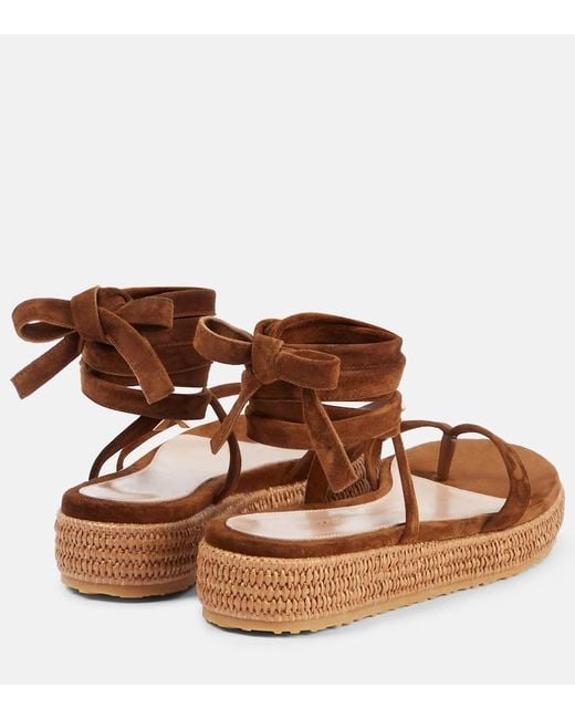 Gianvito Rossi Brown Suede Espadrille Sandals