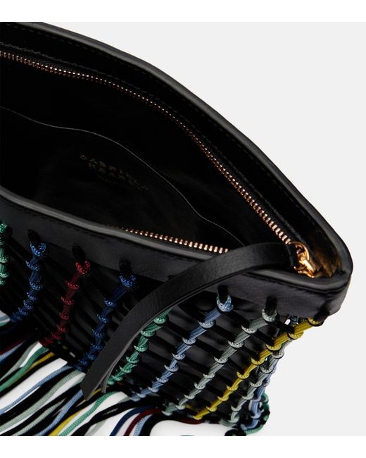 Gabriela Hearst Black Naila Fringed Leather Pouch