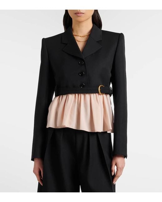 Chloé Black Cropped Virgin Wool Blazer