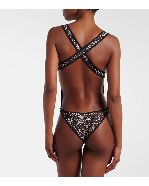 The Attico Brown Leopard-Print Swimsuit
