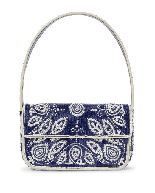 STAUD Tommy Beaded Shoulder Bag in Blue | Lyst