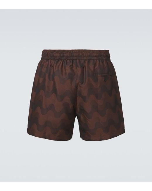 Frescobol Carioca Brown Rio Printed Jacquard Swim Trunks for men