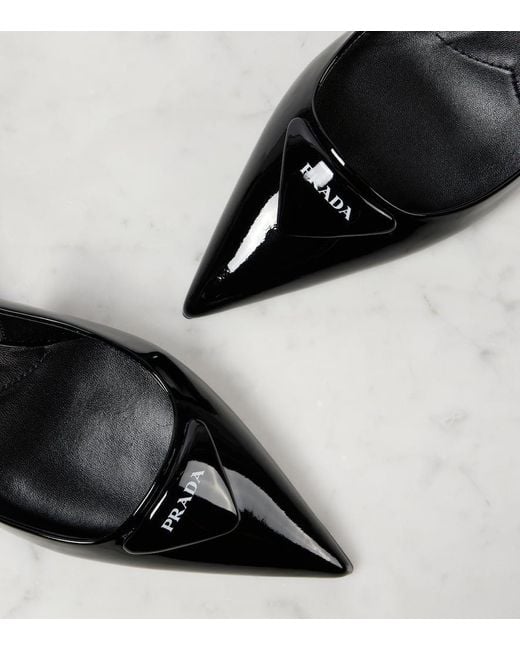 Prada Black Slingback-Pumps Aus Lackleder