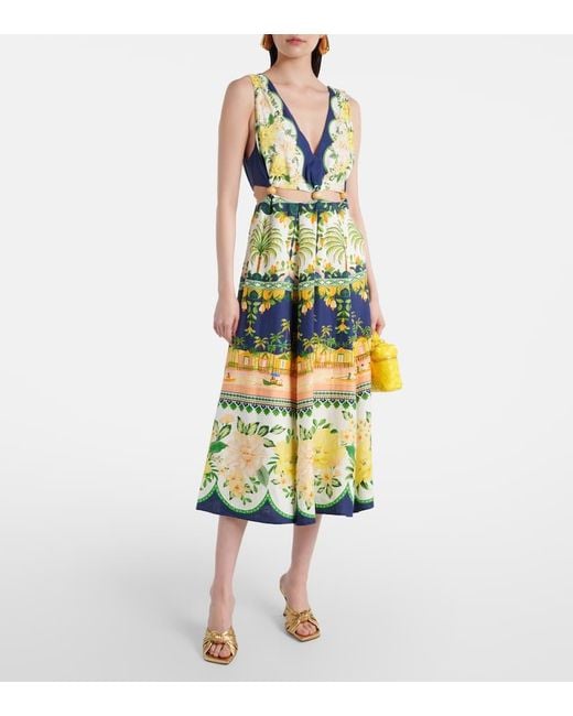 Vestido Midi Adornado Con Aberturas Farm Rio de color Yellow