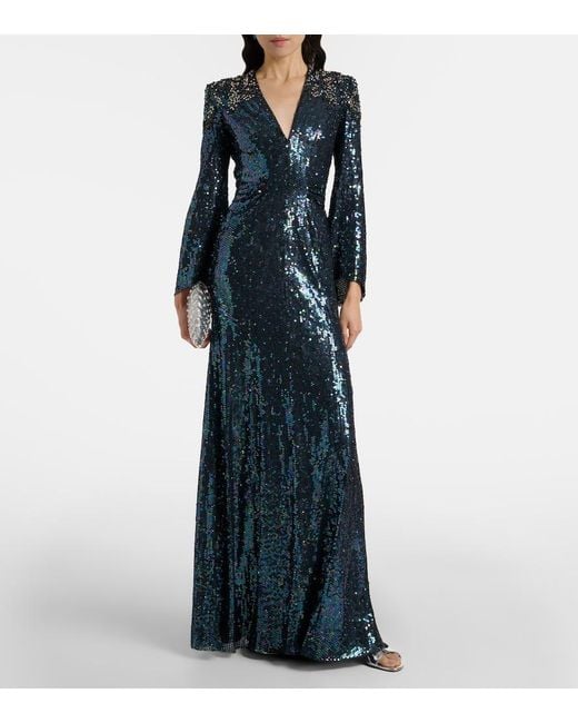 Jenny Packham Blue Zinnia Sequined Gown