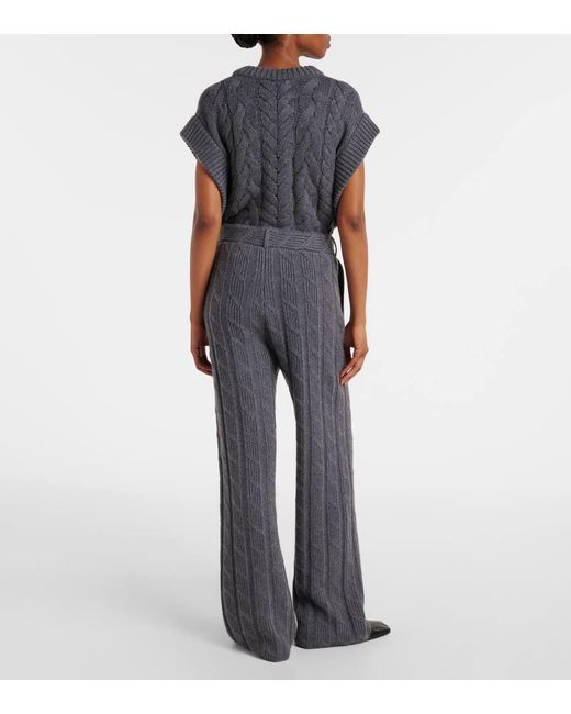 Lisa Yang Gray Weite Low-Rise-Hose Ebba Aus Kaschmir