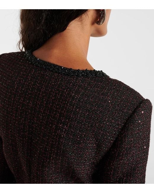 Self-Portrait Black Minikleid Aus Tweed Mit Pailletten