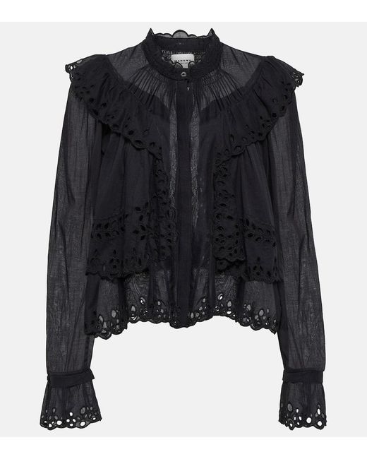 Blusa Kelmon de algodon bordada Isabel Marant de color Black
