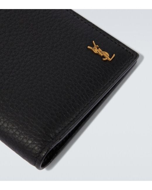Saint Laurent Black Tiny Cassandre Leather Wallet for men