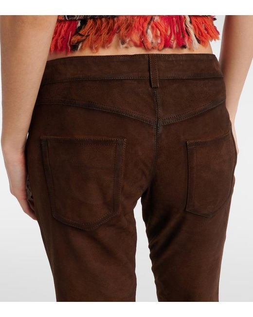 Isabel Marant Brown Low-Rise-Hose Vanel Aus Veloursleder