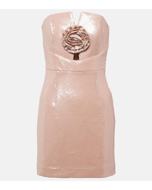 Rebecca Vallance Pink Denise Sequined Strapless Minidress