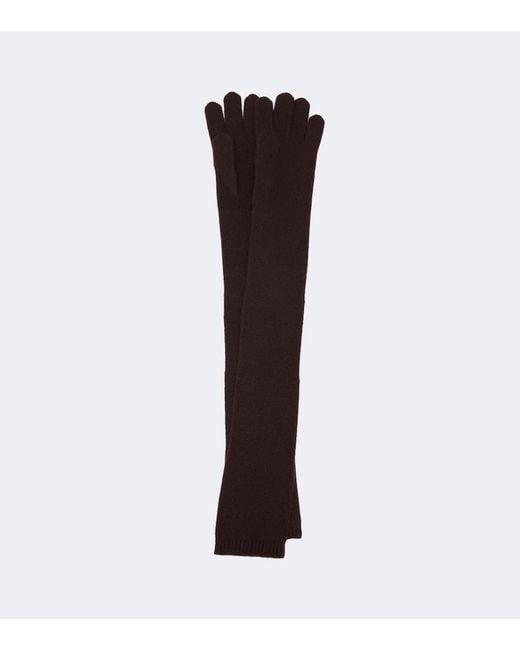Nour Hammour Brown Cashmere And Wool Gloves