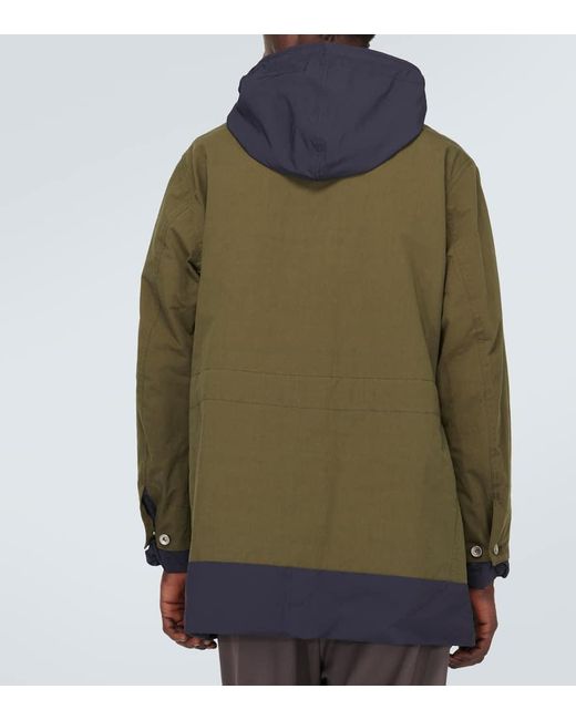 Sacai Green Reversible Cotton-Blend Ripstop Coat for men