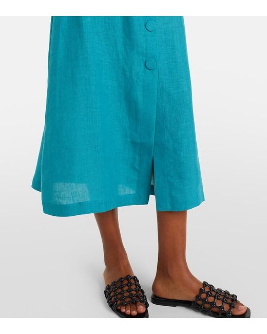 Eres Blue Amusante Linen Midi Skirt