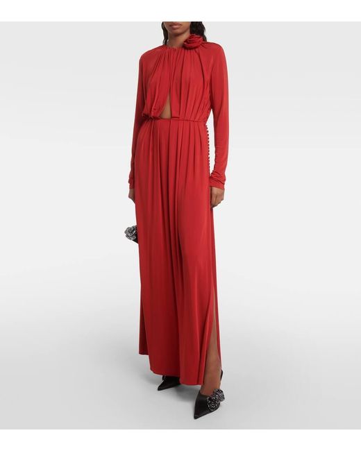 Magda Butrym Black Floral-Applique Embellished Satin Mules