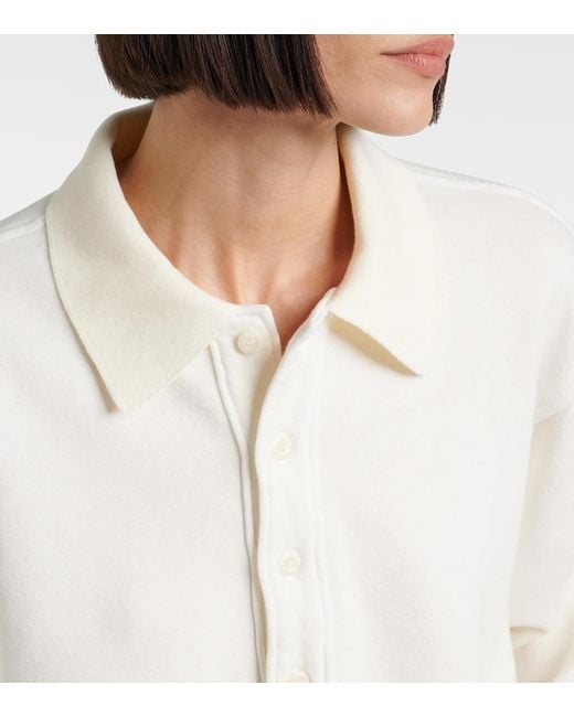 Citizens of Humanity White Remi Cotton-Blend Fleece Polo Sweatshirt