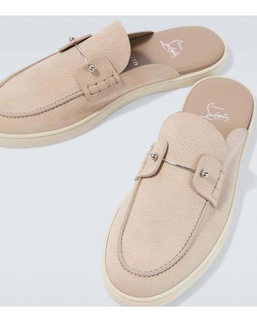 Christian Louboutin White Chanme Leather Mules for men