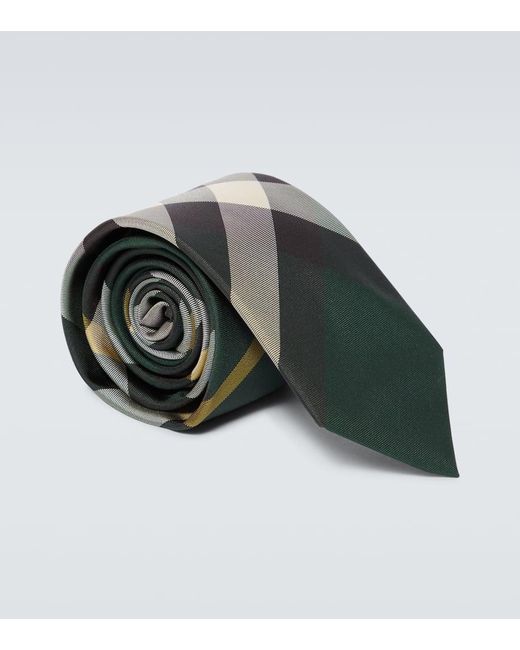 Cravatta in seta a quadri di Burberry in Green da Uomo