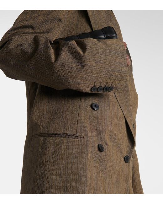 Dries Van Noten Green Double-Breasted Cotton-Blend Blazer