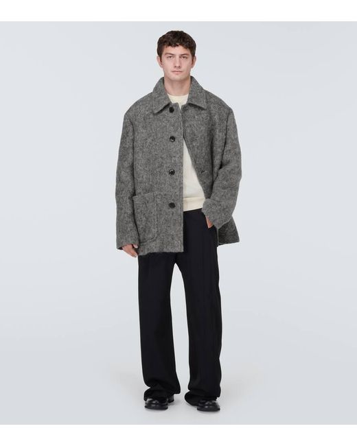 Dries Van Noten Gray Single-Breasted Coat for men