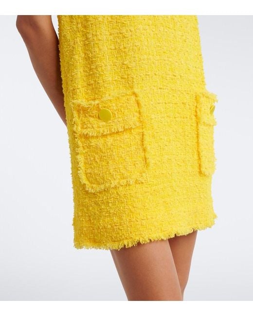 Dolce & Gabbana Yellow Cotton-Blend Tweed Minidress
