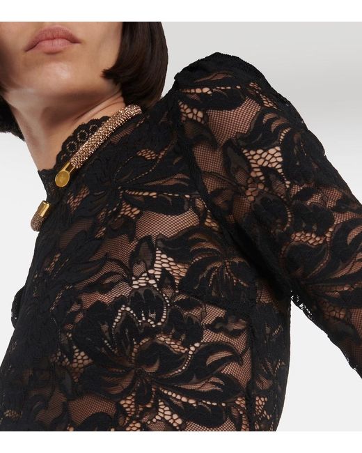 Rabanne Black Floral Lace Top