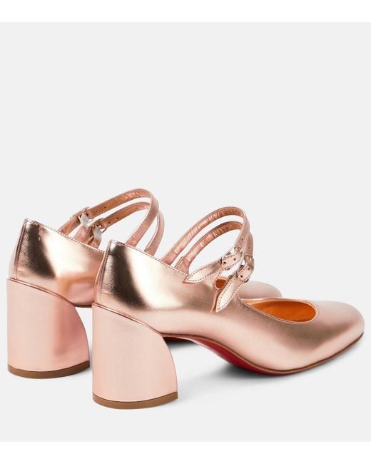 Christian Louboutin Pink 55Mm Miss Jane Laminated Leather Pumps