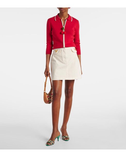 Valentino Natural Vgold Denim Skirt