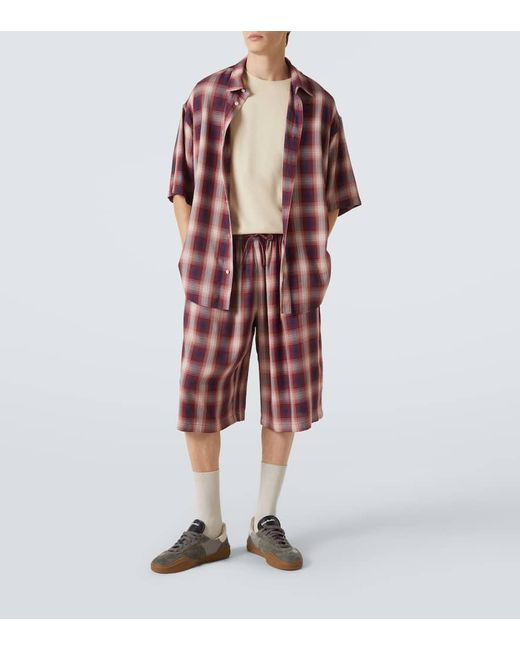 Acne Red Checked Oversized Shirt for men