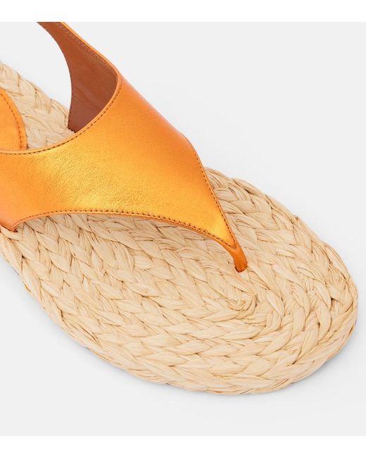 Paris Texas Orange Amalfi Metallic Leather Thong Sandals