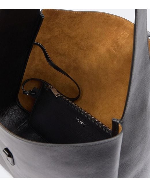 Saint Laurent Black Le 5 A 7 Maxi Leather Shoulder Bag for men
