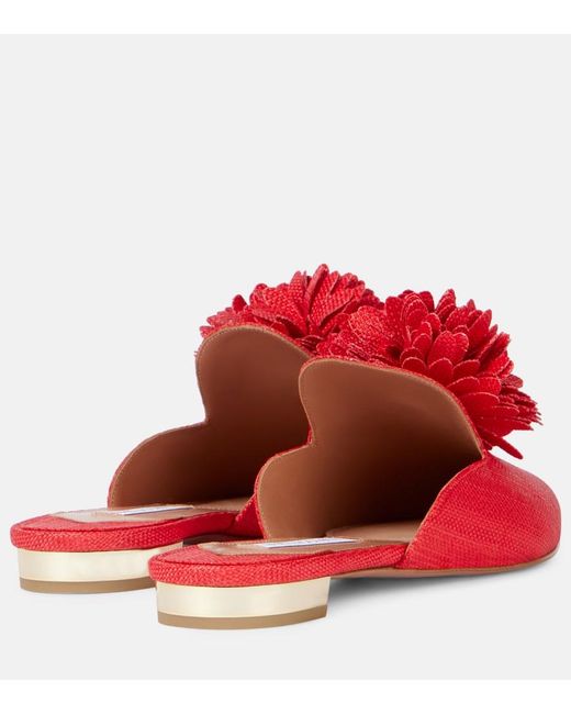 Aquazzura Red Couturier Applique Mules