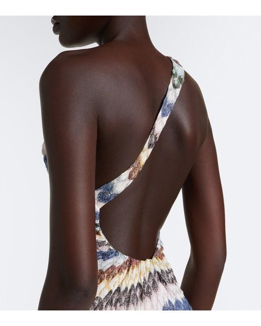 Missoni White One-Shoulder Lame Gown
