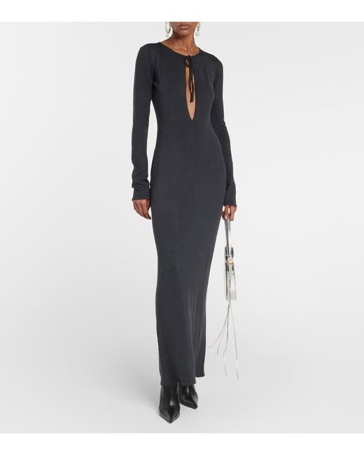 Magda Butrym Blue Cutout Silk Maxi Dress