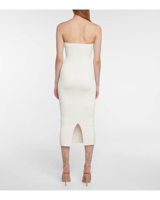 Galvan White Thalia Strapless Midi Dress