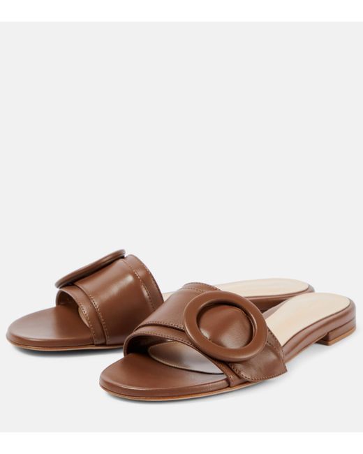 Gianvito Rossi Brown Embellished Leather Mules