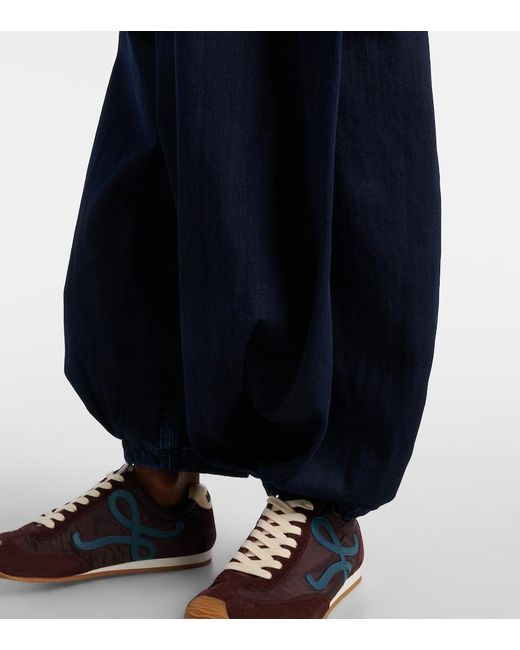 Loewe Blue Draped Wide-Leg Jeans