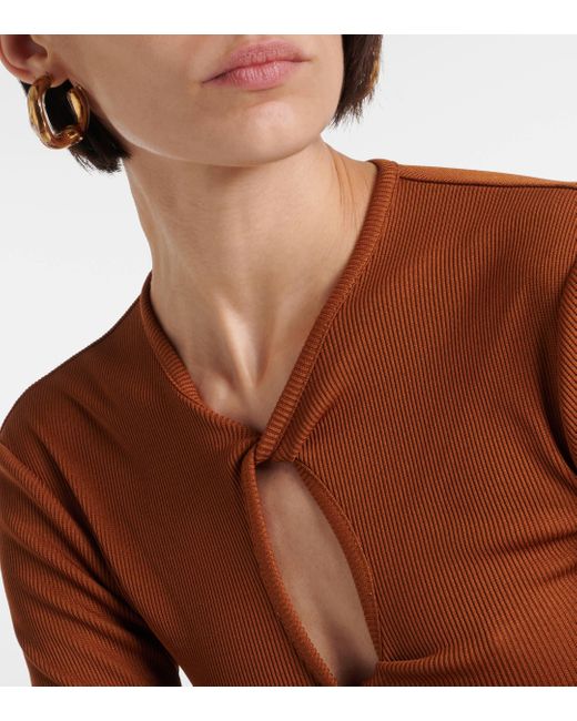 Christopher Esber Brown Open Twist Ribbed-knit Top