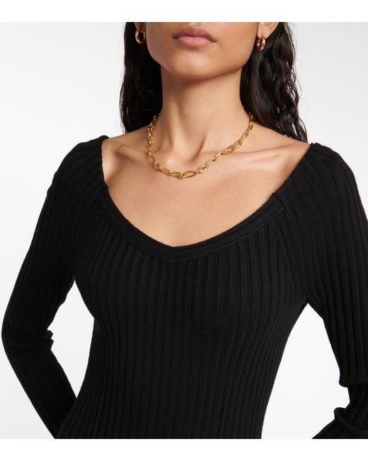 Dorothee Schumacher Black Smooth Silhouettes Wool-Blend Midi Dress