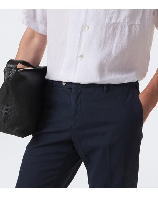 Fedeli Blue Cotton-Blend Chinos for men
