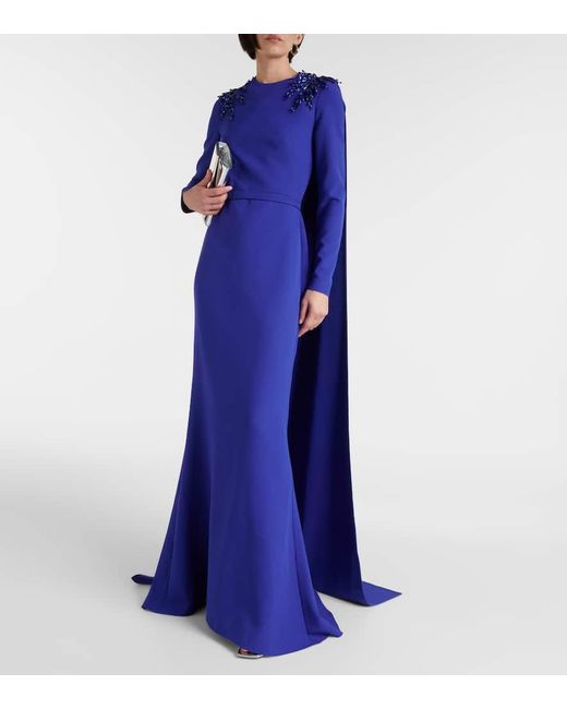 Vestido de fiesta Ginevra con capa Safiyaa de color Blue