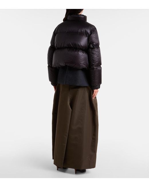 Sacai Black Layered Wool Down Jacket
