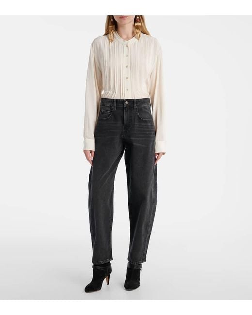 Isabel Marant Blue Mid-Rise Barrel Jeans Oriane